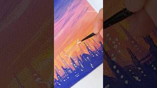 Cityscape Acrylic painting canvas acrylicpainting asmr satisfying relaxing 아크릴화 [upl. by Anaujait]