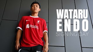 SIGNING DAY Wataru Endos first day at Liverpool  Behindthescenes VLOG [upl. by Nhepets]