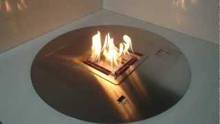 Round ethanol burner AFIRE how to create a remote controlled ventless fireplace [upl. by Nerdna]