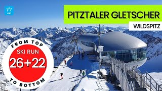 Pitztaler Gletscher Austria  ski run 2622 Wildspitz from top to bottom [upl. by Averyl]