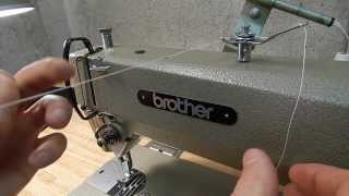 How to Thread Brother Threading Industrial Sewing Machine DB2B735 [upl. by Zingg776]