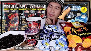 MISTER POTATO GHOST PEPPER CHIPS PENCABAR PAQUI ONE CHIP CHALLENGE   ASMR MUKBANG [upl. by Ehtyde]