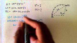 Advanced Geomatics Horizontal Curves Example 2 Part 1 [upl. by Ihsorih886]