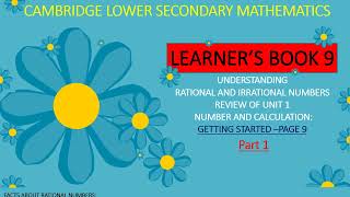 CAMBRIDGE LOWER SECONDARY MATHEMATICS LEARNERS BOOK 9 UNIT 1 NUMBER AND CALCULATION [upl. by Ramaj]