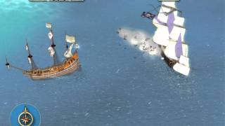 Sid Meiers Pirates Ship of the Line vs Large Fluyt Swashbuckler HD [upl. by Atirac631]