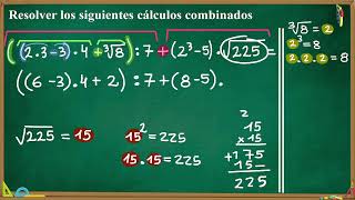 ejer C Cálculos COMBINADOS con POTENCIAS y RAÍCES con números NATURALES [upl. by Ecinhoj]