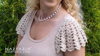 HOW to CROCHET LACE SLEEVES on a Tank Top or Sleeveless Dress by Naztazia [upl. by Licko]