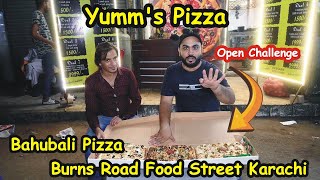 Bahubali Pizza Eating Challenge at Burns Road Yumms Pizza Karachi [upl. by Yedarb]