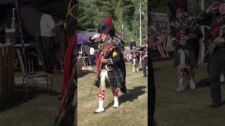 Scotland the Brave as Drum Major leads pipebands salute march off at 2023 Drumtochty Games shorts [upl. by Nyre820]