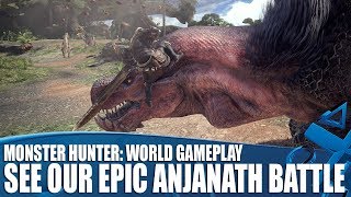 Monster Hunter World PS4 Gameplay  See Our Epic Anjanath Battle [upl. by Ahtnicaj588]