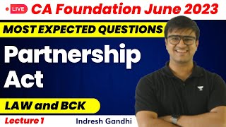 Partnership Act  L1  Most Expected Questions  Indresh Gandhi [upl. by Atirys]