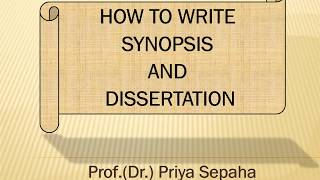 How to write Synopsis and Dissertation [upl. by Ellennaj]