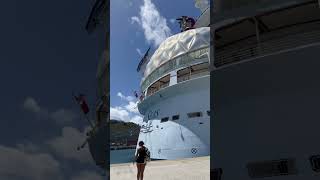 St Maarten cruise port with carnival celebration and Royal Caribbean wonder of the seas [upl. by Rawdin912]