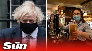 COVID19 Boris confirms pubs may use vaccine passports sparking row with MPs [upl. by Nnylirehs]