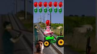 Cute baby balloon cow vs tractor amp me stop the super fast train youtubefunnyshorts shortsfeed [upl. by Naget]