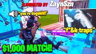 MONGRAAL MAX RAGE after LOSING 1000 vs ZAYNSZN in 1v1 WAGER Fortnite Chapter 2 [upl. by Laumas638]