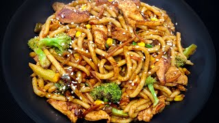 Stir fried Udon noodles  Chicken Udon noodles  Easy and quick Stirfry Udon noodles Recipe [upl. by Botti]