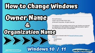 How to Change the Windows Owner Name and Organization Name  Windows 11  10 [upl. by Llerehs]