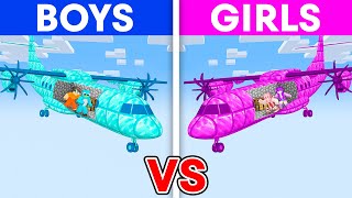 BOYS vs GIRLS AIRPLANE Build Challenge in Minecraft [upl. by Akem64]