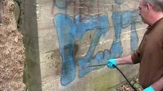 Taginator graffiti removal off of concrete in Wilmington DE USA [upl. by Moretta]