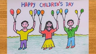 Childrens Day Drawing  Childrens Day Special Drawing  Happy Childrens Day Drawing easy [upl. by Yrrep]