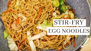 Simple Stir fry Egg Noodles With Chicken  Easy and Delicious [upl. by Ahsiuqel280]