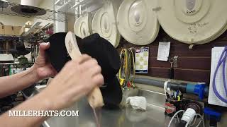 How to brush a fedora hat with a Miller Hat Brush hats hatshop mensfashion [upl. by Oman]