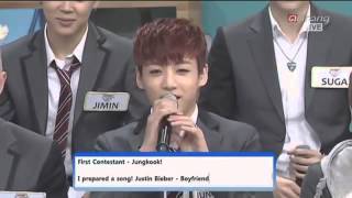 방탄소년단 Jungkook singing Boyfriend  Justin Bieber [upl. by Adamsun]