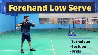 Singles Forehand Low Serve  Badminton Serve  Technique amp Details [upl. by Ailb305]