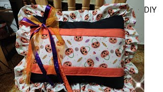 FUNDA para ALMOHADA con holanes Halloween 🎃 cómo hacer [upl. by Alleroif]