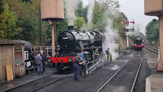 Hagley Hall approaching Bewdley passing Stanier Mogul Sept 2024 [upl. by Elleirol731]