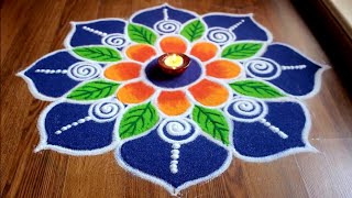 Rangoli designs for Diwali  Big and Simple flower rangoli designs with colours by Shital Daga [upl. by Born]