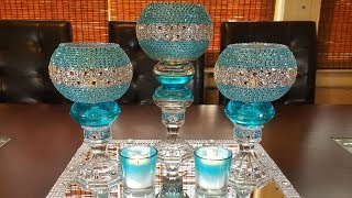 centerpiece ideas DIY glamorous candleholder centerpiece [upl. by Nlyak]