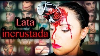 Maquillaje Halloween Lata incrustada en la frente Makeup FX 24  Silvia Quiros [upl. by Abas]