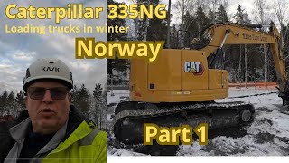 Caterpillar 335 NG with oilquik loading trucks in winter NORWAY🥶🥶 Part 1 [upl. by Andrew]