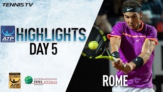 Highlights Nadal Djokovic Isner Raonic Advance Thursday In Rome 2017 [upl. by Anirod930]