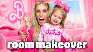 I Transformed My Daughters Bedroom Into a Barbie Room [upl. by Ailuig]