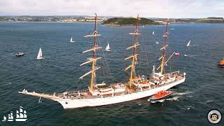 Dar Mlodziezy Leaving Falmouth Tall Ships 19th August 2023 [upl. by Erena]