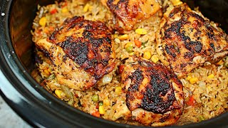 Slow Cooker Chicken and Rice Recipe  How to make Chicken and Rice in the Slow Cooker [upl. by Isma414]