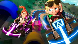 Niko and Mom race at ADLEYS ARCADE Racing Karts Laser Tag and grab a baby duck game new cartoon [upl. by Esialb]