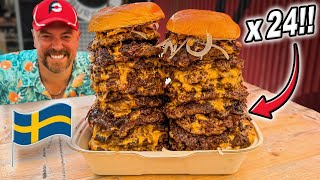 Trying to Eat 24 Swedish Hamburgers to Beat Tasty Bros’ Burger Patty Record Challenge [upl. by Michelina]