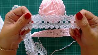 Crochet tip Crochet in a lace trim for baby hats frilly pants and blankets [upl. by Skcirdnek]