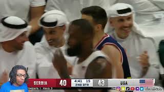 USA FAN REACTS TO USA vs SERBIA  USAB SHOWCASE  FULL GAME HIGHLIGHTS  July 17 2024 [upl. by Capp]