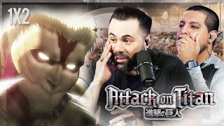 Our First Time Watching Anime  Attack On Titan 1x2 quotThe Fall of Shiganshina Part 2quot Reaction [upl. by Aloke628]