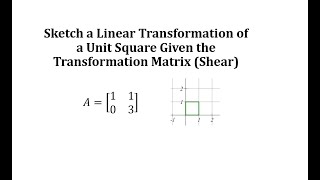 Sketch a Linear Transformation of a Unit Square Given the Transformation Matrix Shear [upl. by Amarillis616]