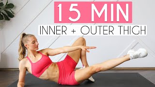 15 MIN THIGH WORKOUT No Equipment  Tone amp Tighten Inner and Outer Thighs [upl. by Danette]