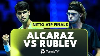 Carlos Alcaraz vs Andrey Rublev FIRST Ever Meeting  Nitto ATP Finals 2023 Match Highlights [upl. by Ecertak]