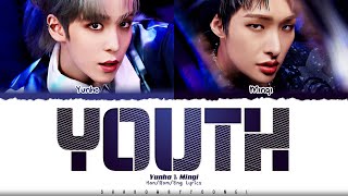 ATEEZ Yunho amp Mingi Youth Lyrics Color Coded HanRomEng  ShadowByYoongi [upl. by Ahsienom48]