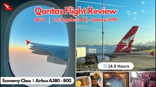 Qantas Flight Review  QF12  Airbus A380800  LAX to SYD  Economy Class  Sydney Transit Vlog ✨ [upl. by Akcimat]