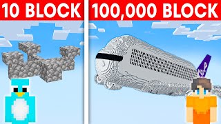 10 Block vs 100000 Block Airplane Build Challenge in Minecraft [upl. by Wadesworth]